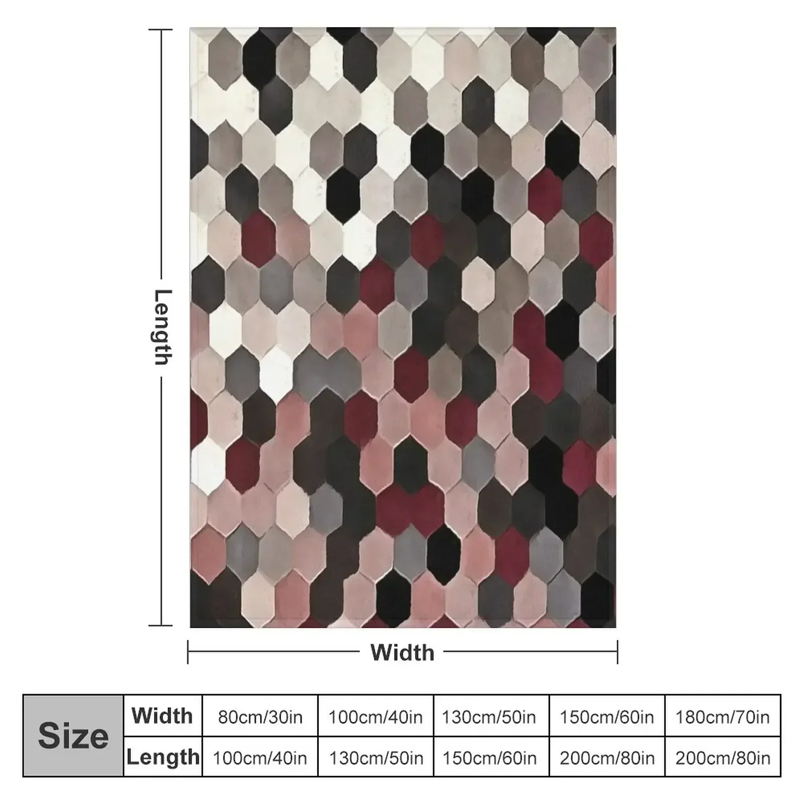 Hexagon Pattern In Gray and Burgundy Autumn Colors Painting Throw Blanket Giant Sofa Flannel Soft Plaid Shaggy Blankets