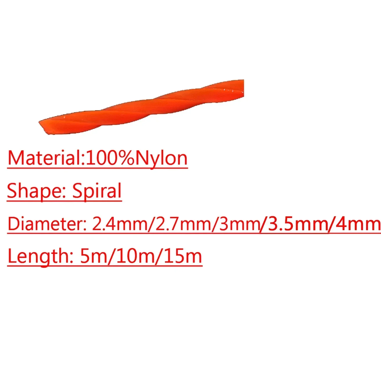 Imagem -02 - Nylon Grass Trimmer Line Espiral Escova Cortador de Corda Substituição Cortador de Grama 5m 10m 15m x 2.4 mm 2.7 mm mm 3.5 mm mm