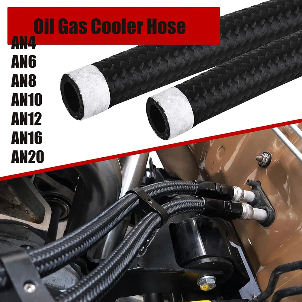 Oil Gas Cooler Hose Line Pipe Tube Fuel Line AN4 AN6 AN8 AN10 AN12 AN16 AN20Braided Fuel Hose Nylon CPE Racing Modification Hose