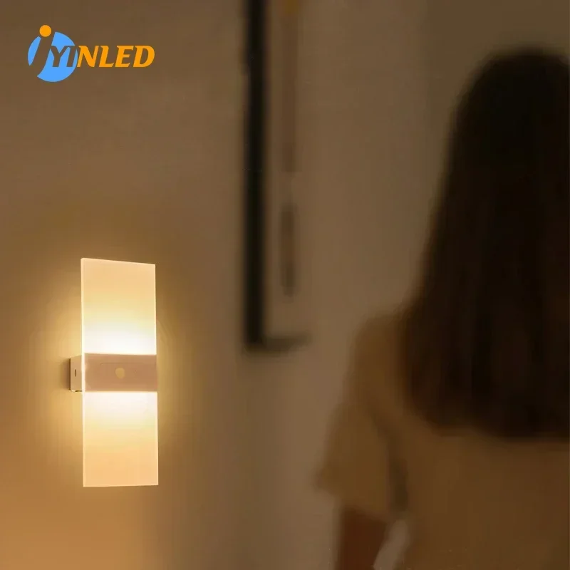 

Motion Sensor Night Wall Lamps Modern Home Decor Rechargeable ABS Plastic Material Sconce Light Corridor Magnetic Installate LED