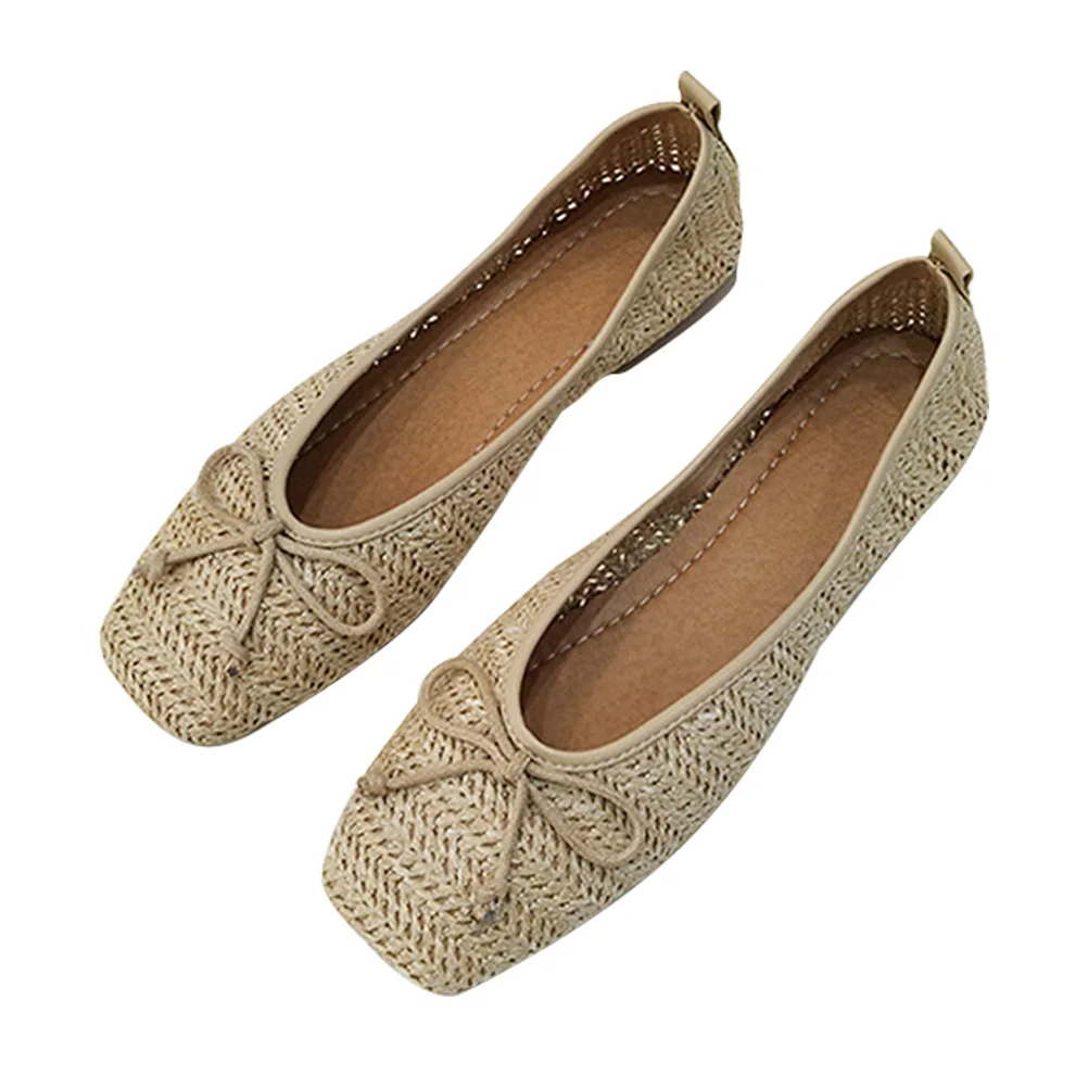 

Retro mother Shoes Woven Flats Comfortable Lightweight Rubber Sole Breathable Loafers Casual Daily Wear Skirts Jeans Gifts