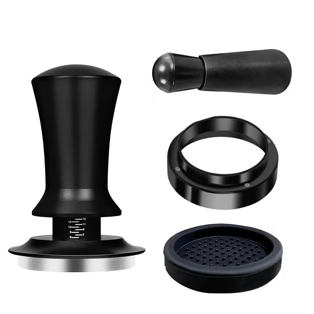Espresso Tamper 51mm Set Includes Spring Loaded Tamper Needle Distributor Tamper Mat and Aluminum Dosing Funnel