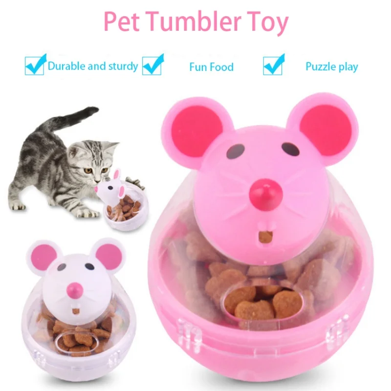 Interactive Funny Mouse Tumbler Ball Pet Feeding Toy Bite Resistant Food Leakage Puzzle Entertainment Gadget for Cats And Dogs