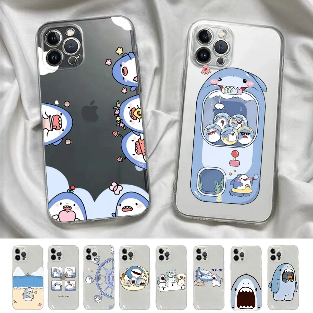 Amine Cute SAMEZU SHARK Phone Case For iPhone 15 13 14 Pro Max XS XR 12 11 Pro 13 Mini 6 7 8 Plus Soft Clear Back Cover