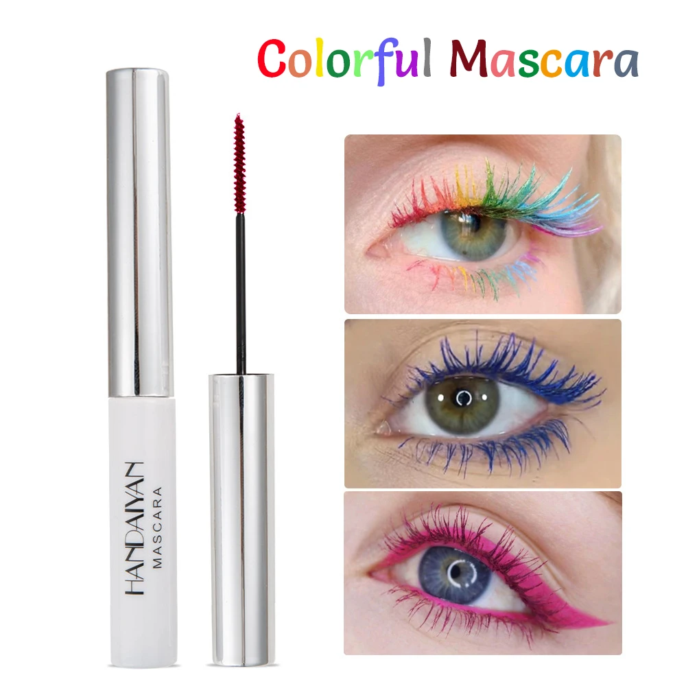 다채로운 컬링 마스카라 파인 브러시는 속눈썹을 길게 만듭니다. 두꺼운 방수 오래 지속되는 블루 속눈썹 그린 할로윈 아이 메이크업
