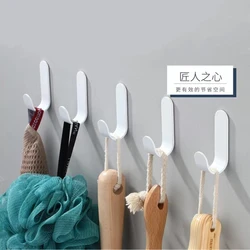 Decorative Single Hooks Black Aluminum Bathroom/Kitchen White Towel Hook Door Hooks Wall Mounted Nail-free Robe Hooks Hardware