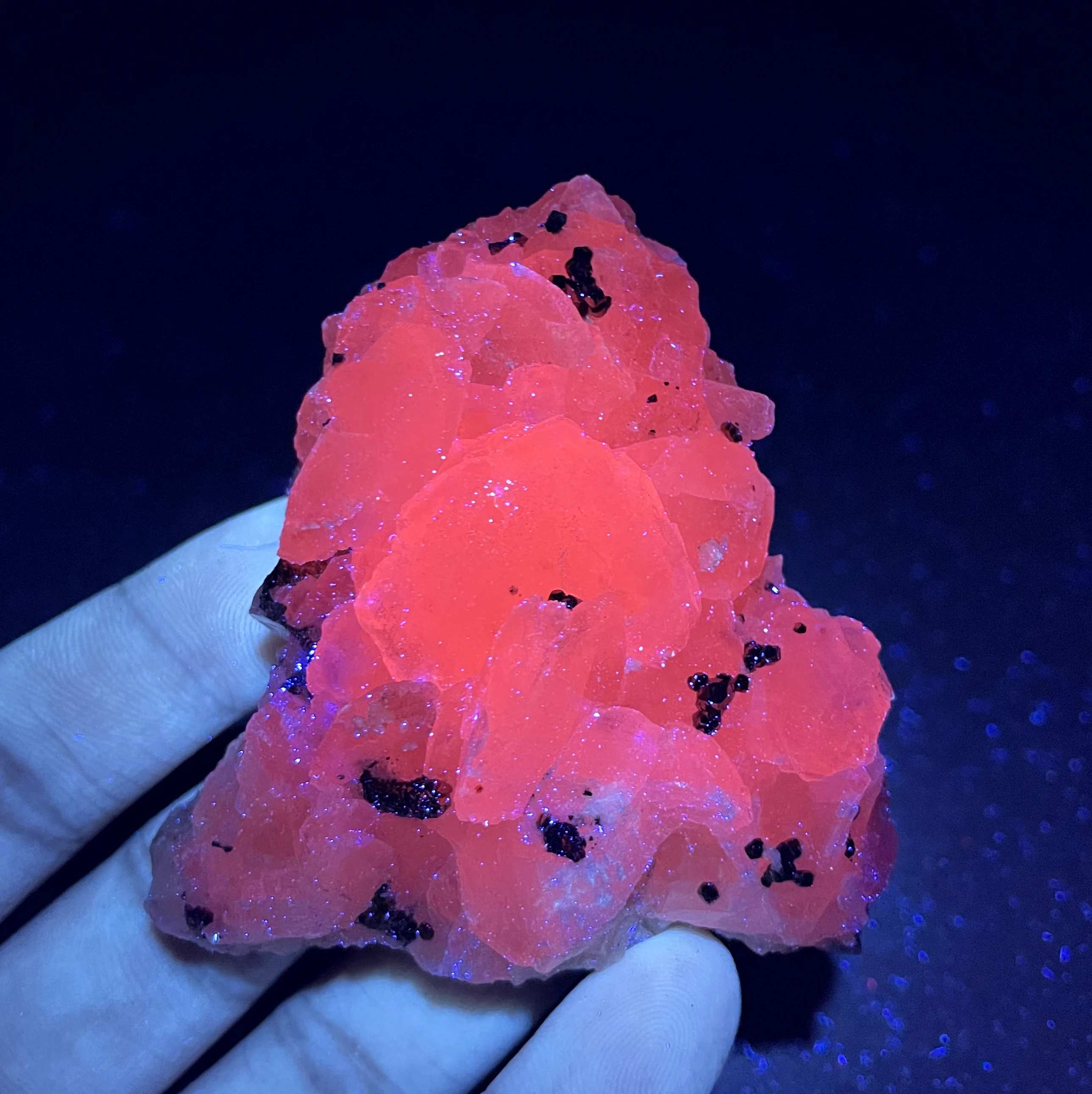 

BEST! 100% natural Fluorescent calcite and pyrite symbiosis mineral specimen stones and crystals healing crystals quartz