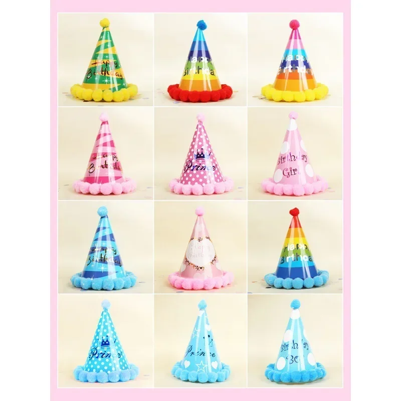 1 Set of 12 Pcs Blowing Out Birthday Party Hat Children\'s&Girls Funny Baby Cake Decoration Scene Decoration Supplies Birthday