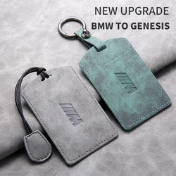 Funda de cuero de gamuza para llave de coche, carcasa de tarjeta NFC inteligente para BMW M 3 5 7 Series X1 X5 X3 X6 X7 535le, accesorios para llavero automático