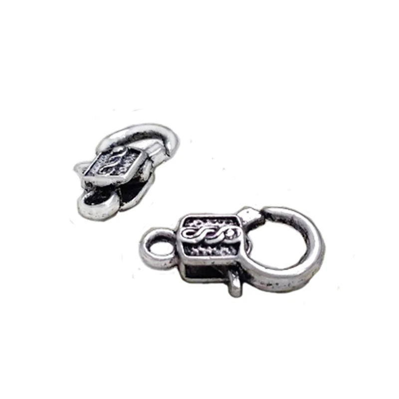 jewelry fittings spring clasps bangles rope toggles keychains hooks diy customize weave square samll silver metal 17*9*5mm 30pcs