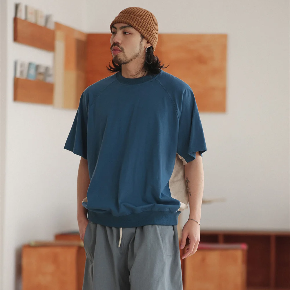 

Japanese Streetwear Hollow Mesh Splice Sports T-shirt Men Short Sleeve Loose Casual Couple T Shirts Spring Summer Tops