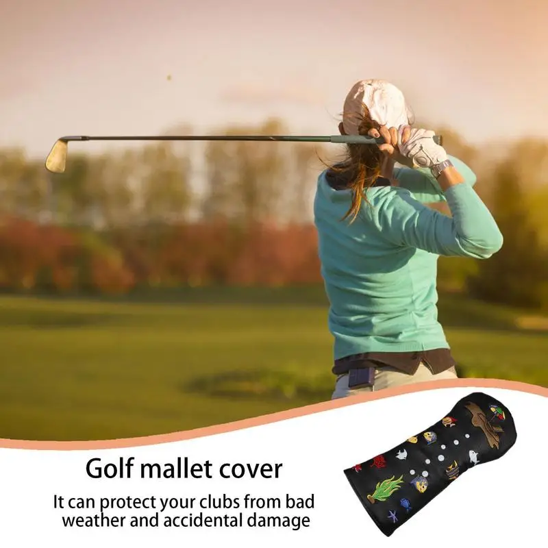 Golf Club Cover Small Fish Patterns Cover Beach Head Golf Protector Golf Supplies Flannel Liner Identification Number PU Outer