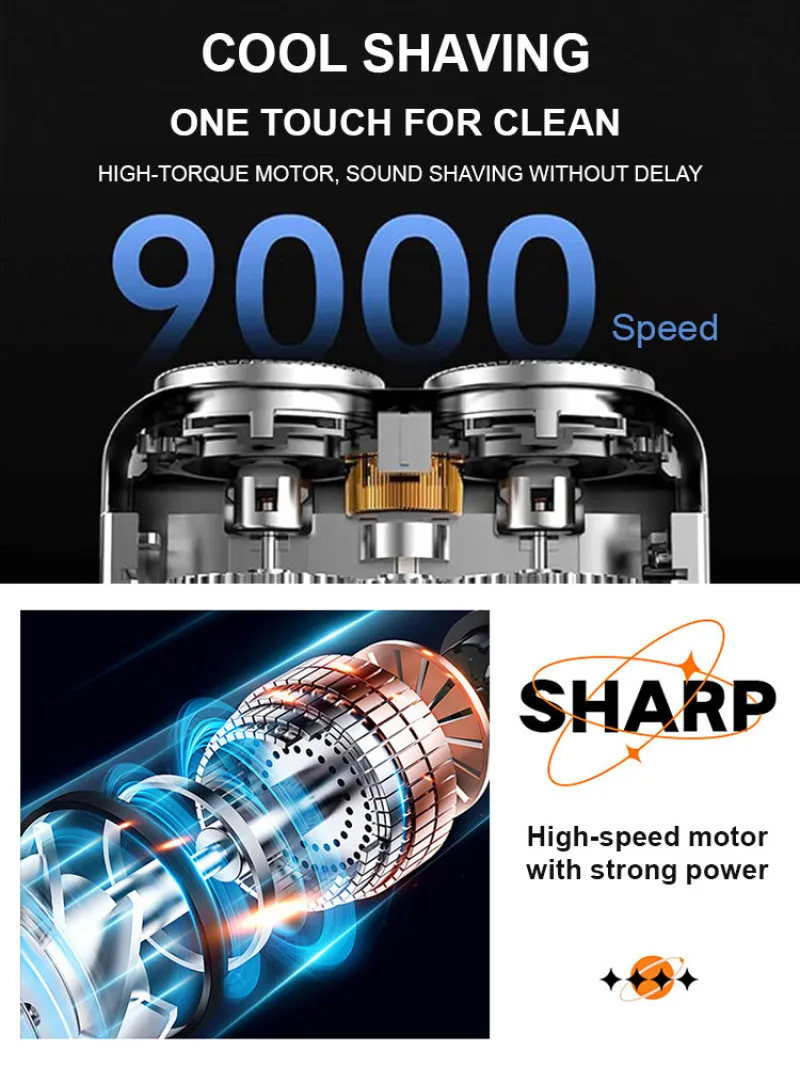 ماكينة حلاقة كهربائية محمولة برأس مزدوج ماكينة حلاقة عائمة قابلة لإعادة الشحن بواجهة صغيرة