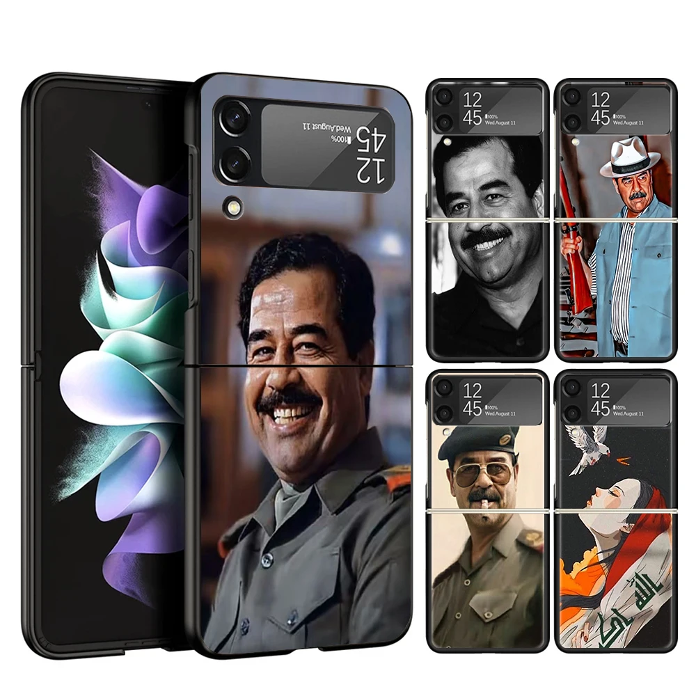 Etui Fashion Saddam Hussein Iraq Arabic Cover Phone Case For Samsung Galaxy Z Flip 6 5 4 3 5G Flip6 Flip5 Flip4 Flip3 Black Hard