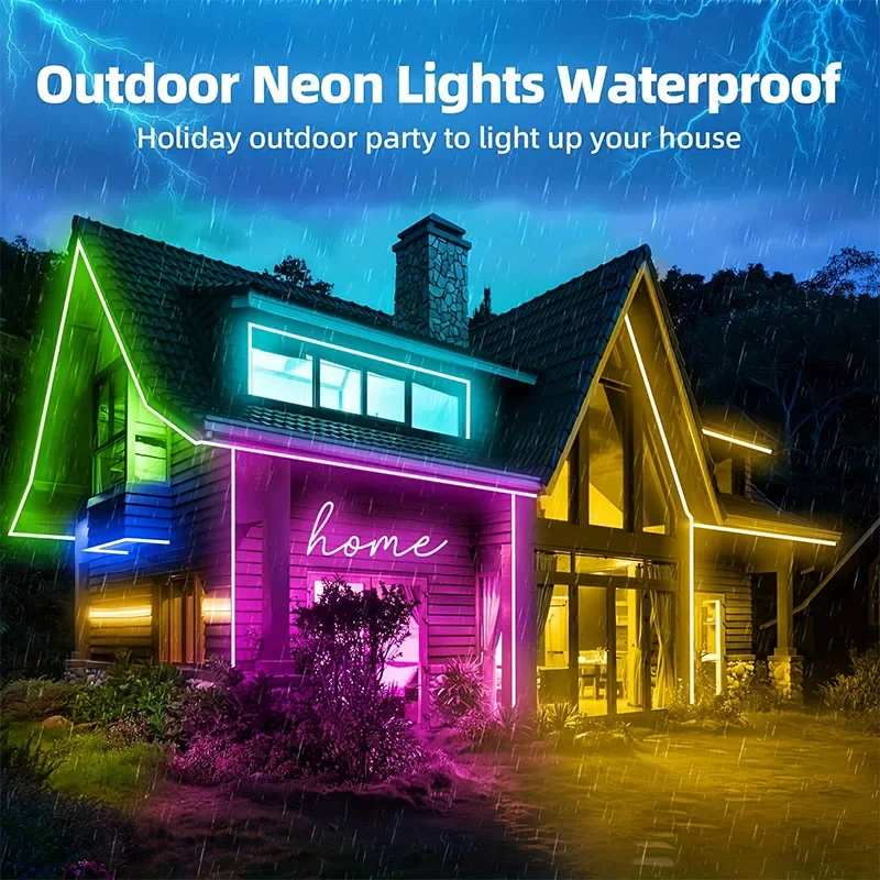 RGB LED Neon Strip USB Waterproof Flexible Neon Lights with Bluetooth App and 24key Remote Control For Home Room Outdoor Decor