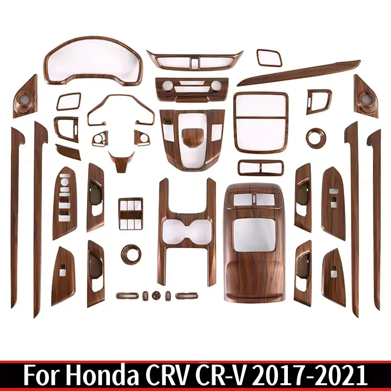 

For Honda CRV CR-V 2017-2021 ABS Peach Wood Interior Accessories Armrest Window Swtich Cover Gear Shift Panle Air Vent Cover