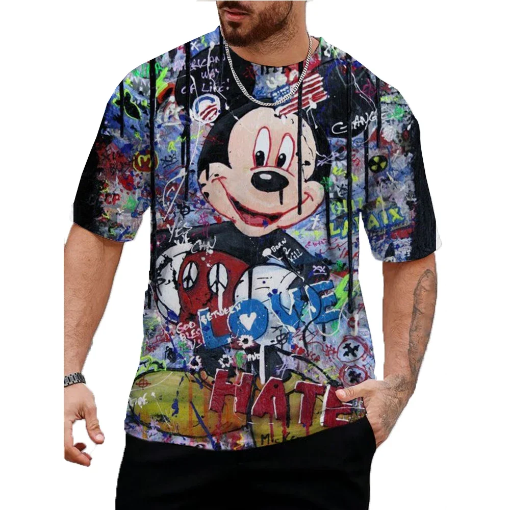 

Miniso Men Disney Mickey Mouse Print T-Shirt Summer Men's Street Fashion Casual Sports Loose O Neck Quick Dry Short Sleeve Kid