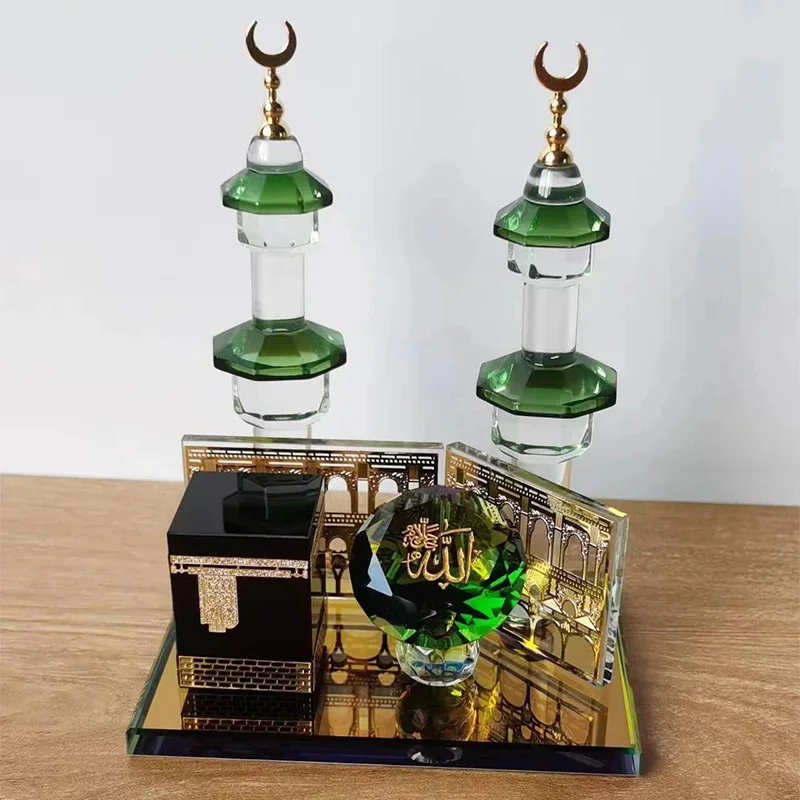 Saudi Arabia Travel Souvenirs Mecca Mosque Clock Tower Kaaba Architecture Crystal Models Middle East Muslim Desk Tabletop Decors