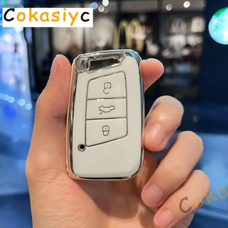 TPU Car Smart Key Case Cover Bag  Fashion Keychain For VW Volkseagen Passat B8 Magotan For Skoda Superb A7 Kodiaq Seat Shell Fob