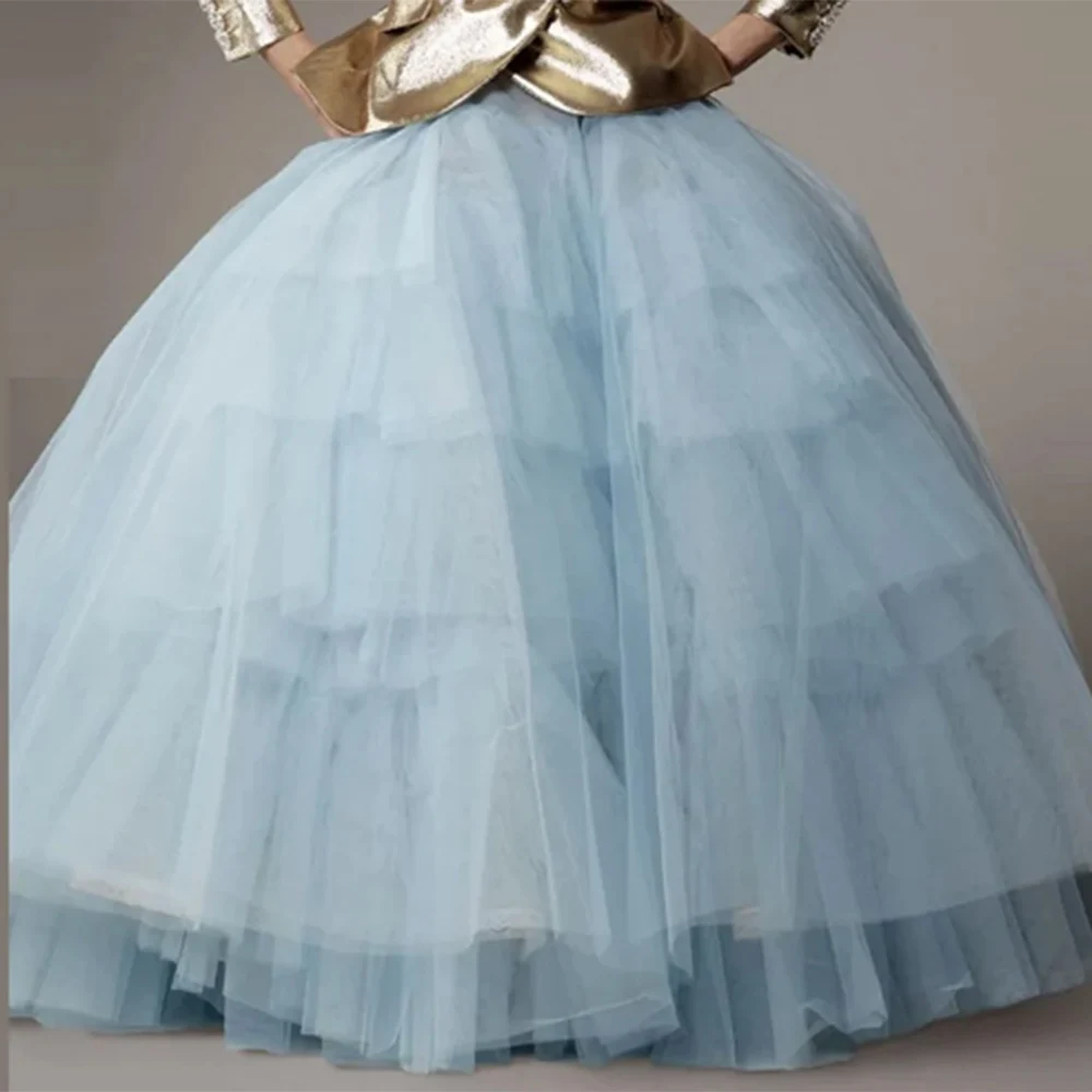 

Light Sky Blue Tulle Skirt Elastic Waist Tiered Tulle Long Tutu Skirt Girls Birthday Party Women Skirt