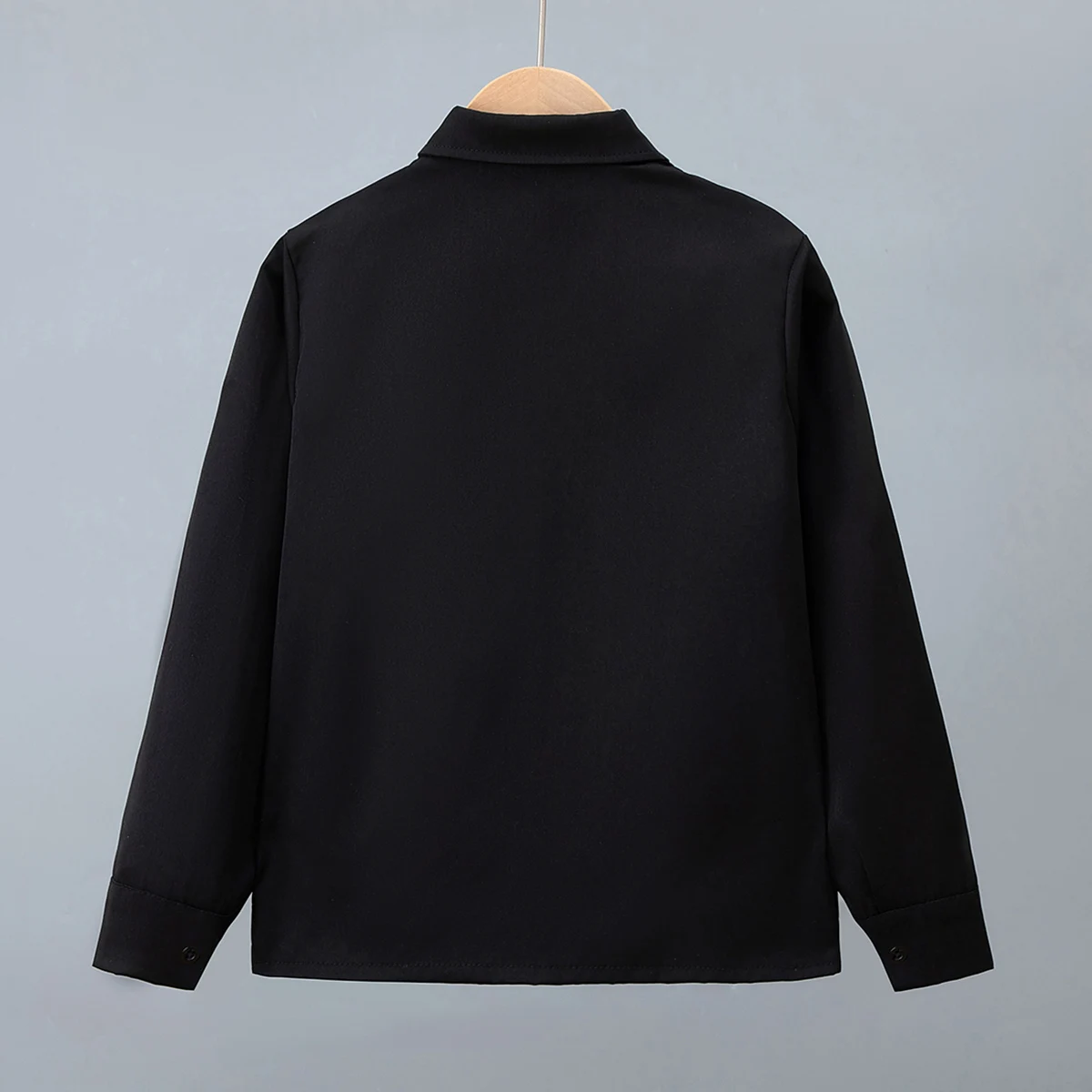 Neues Einfarbiges Freizeithemd für Kinder im Sommer und Herbst, Vielseitiges Langarm-Oberteil mit Kragen für Jungen und Mädchen, Modische Jacke – Detail 4