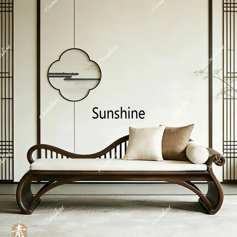 New Chinese-style concubine Zen beauty couch living room tea room solid wood lounge chair