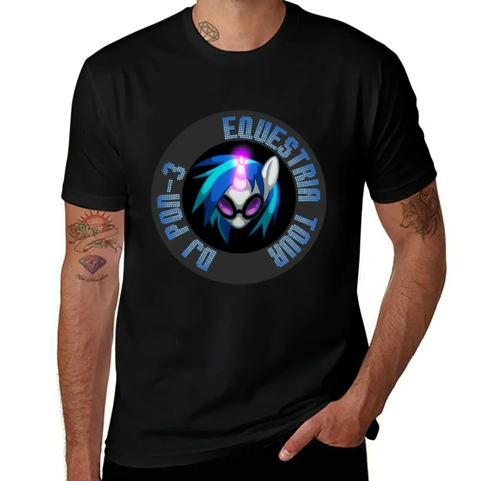 DJ Pon-3 Equestria Tour T-Shirt tshirts personalised vintage anime shirt Short sleeve tee men