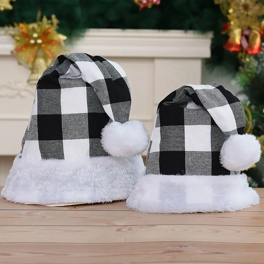 New Year Decoration Korean Plush Plaid Snowflake Kids Stripe Santa Claus Hat Christmas Hat Warm Cap Children Hat