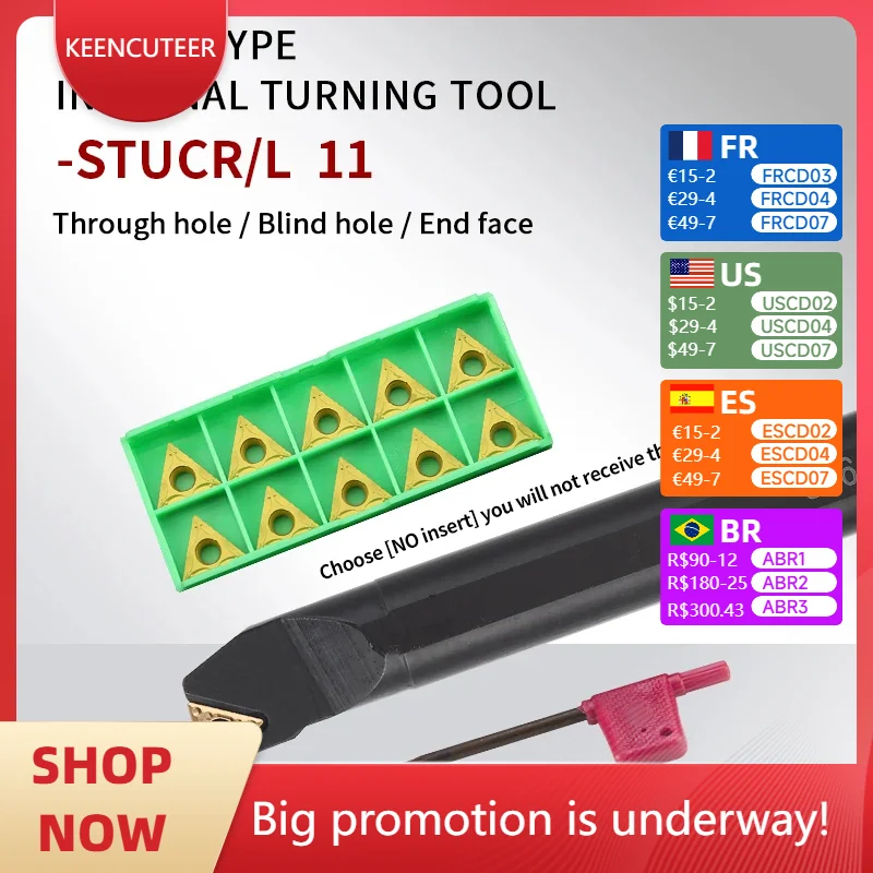 

STUCR/L S10K-STUCR S12M-STUCR S20R-STUCR CNC Lathe Cutting Bar Hole Turning Machining TCMT11 Insert Internal Boring Tool Holders
