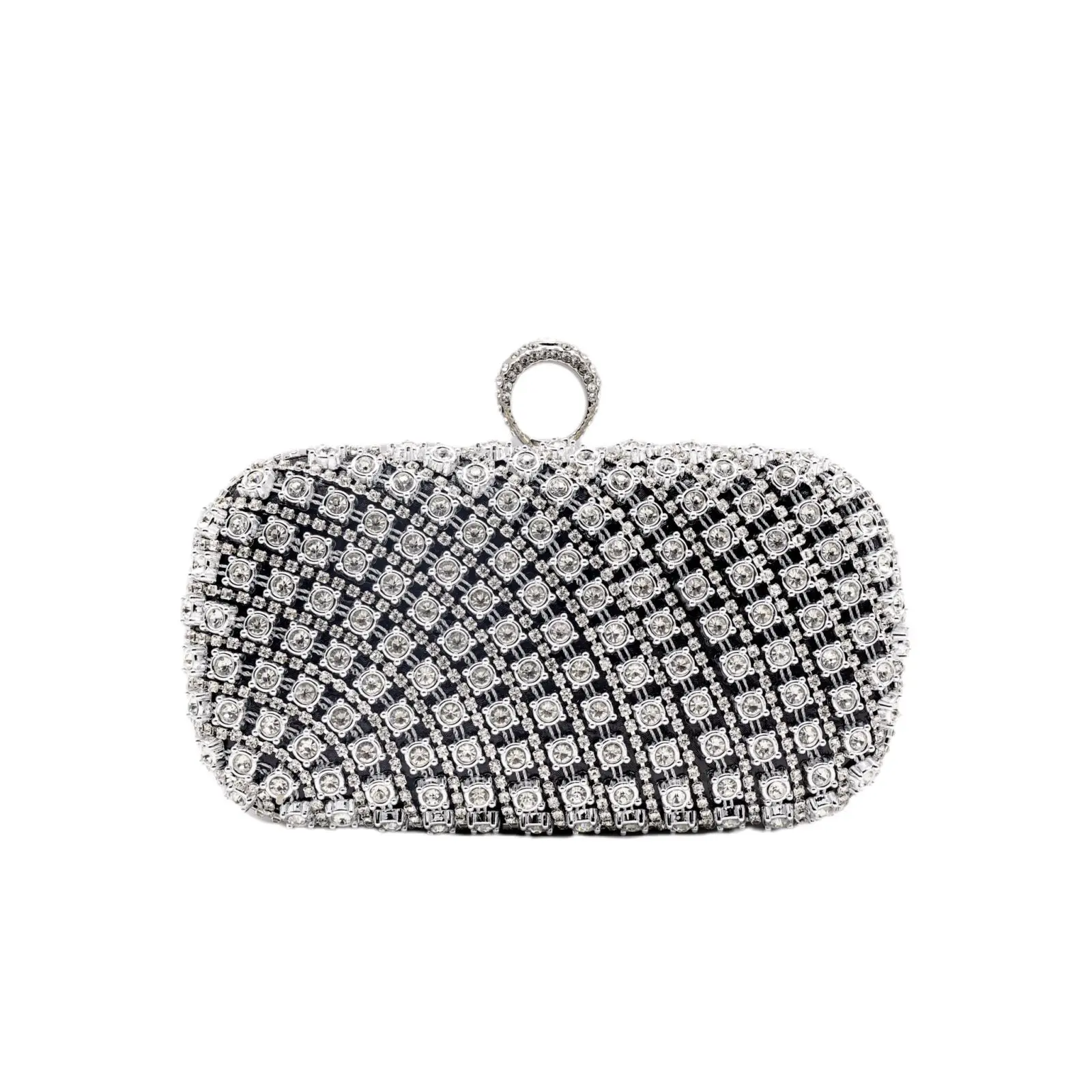 Fashion Acrylic Clutch Bag Diamond Inlay Luxury Ring Buckle Square Formal Dress Bag Purse Bag Women Girl Party Wedding Evening