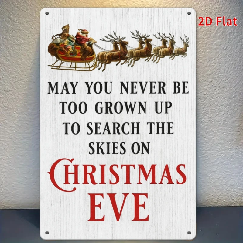 2D Flat - A Design for a 2D Flat Print That Captures The Excitement of Christmas Eve, Featuring a Metal Plaque Ideal for Home De