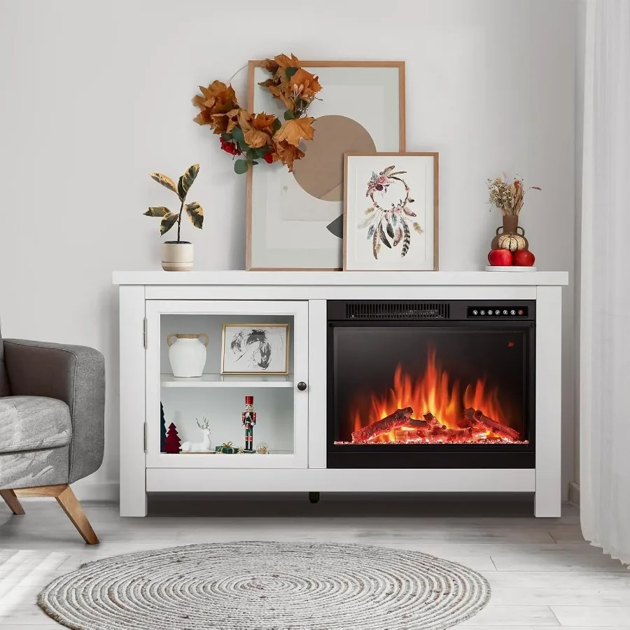 

48 Electric Fireplace with Mantel featuring Adjustable LED Flame Effect Overheat Protection Space Heater Ideal for Living Room