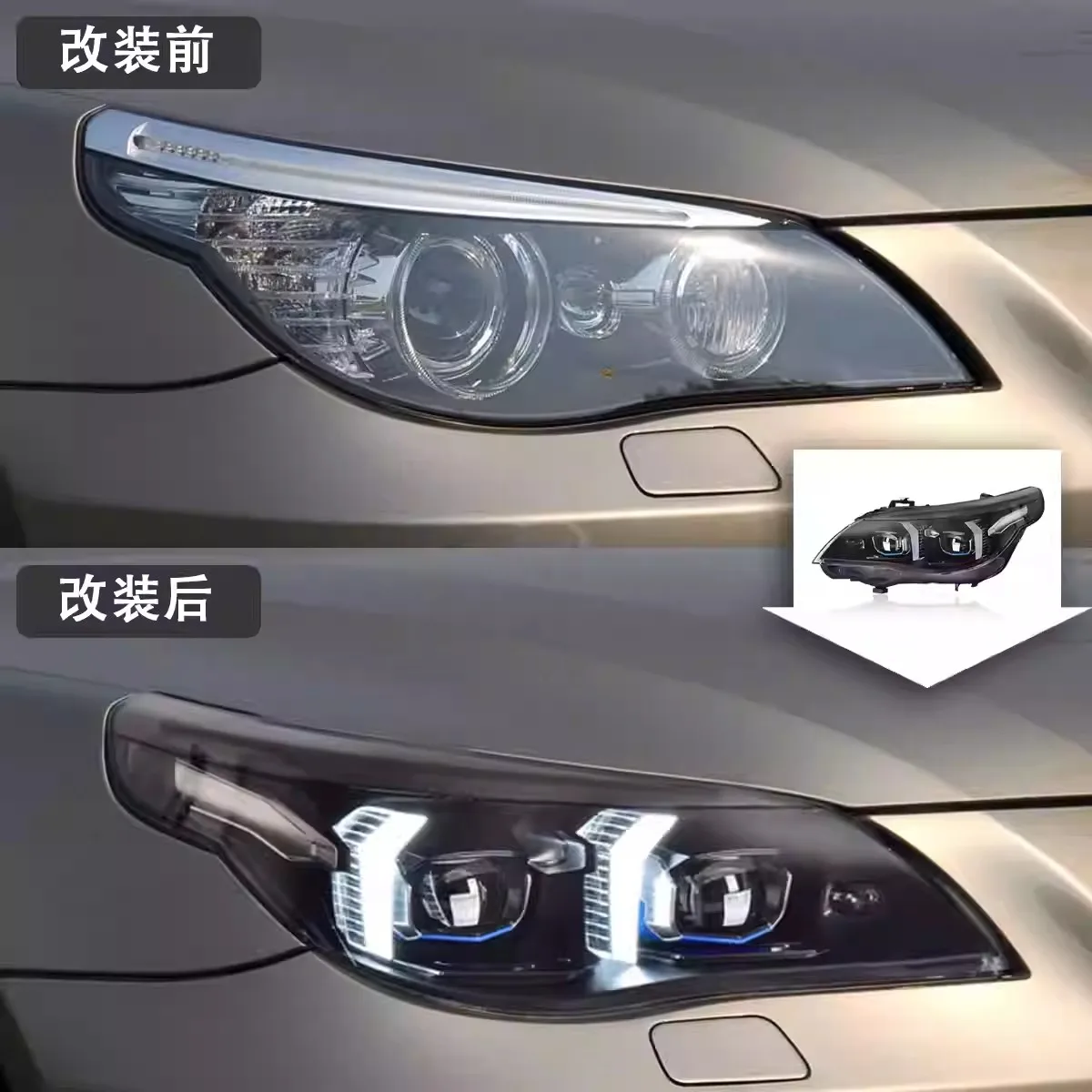 LED Headlights for  5 Series Headlights Assembly for E60 with New LED Lens DRL Turn Signals 2003 to 2010