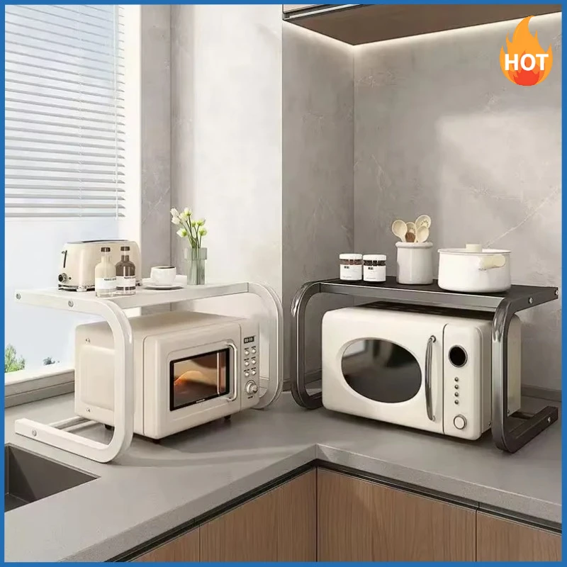 2-stufiges Mikrowellenherd-Regal, Küchenregal, Organizer, Ständer, Arbeitsplatte, Aufbewahrung für Toaster, Luftfritteuse, Kaffeemaschine
