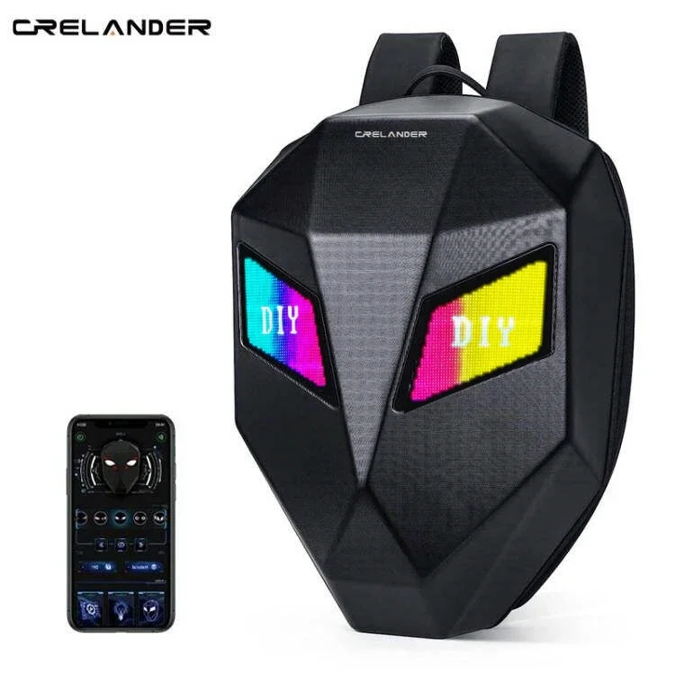 CRELANDER LED Bag Waterproof Motorbike Motorcycle Riding Backpack Smart APP Control Black LED Knight Backpack Eyes mochila led