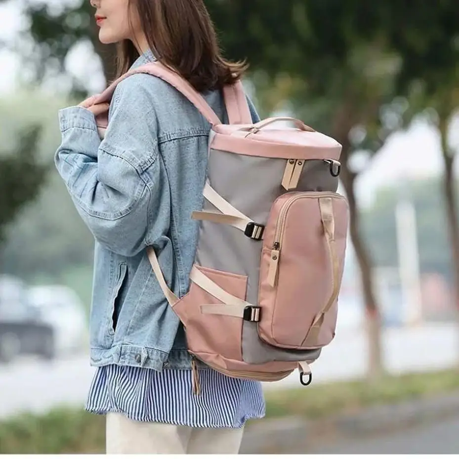 1 Pcs Travel Bag Large Capacity Multifunctional Portable Backpack Round Bucket Single Shoulder Backpack Sports Yoga Bag