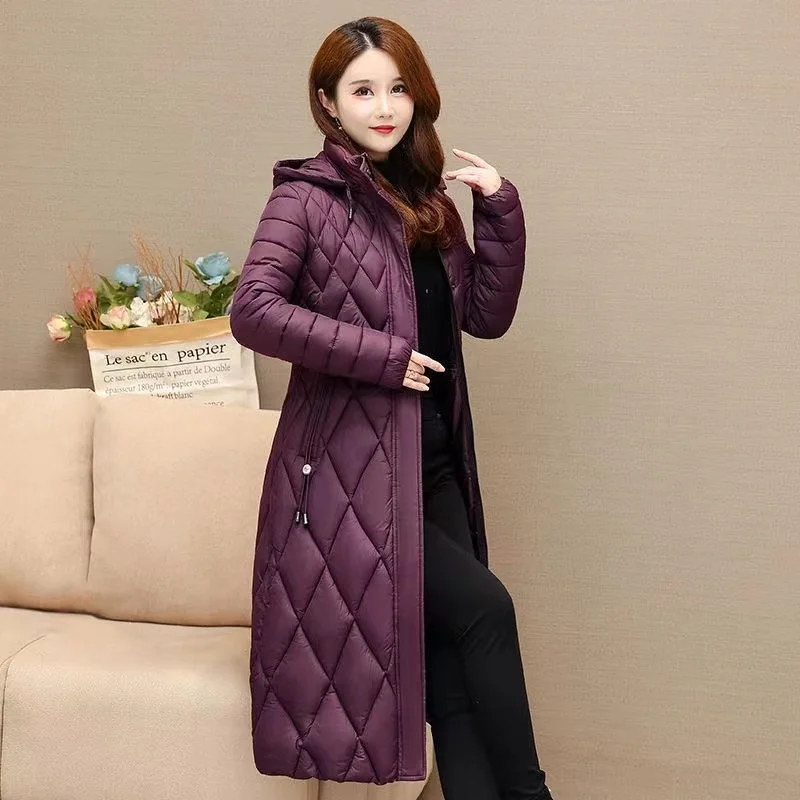 Middle-aged Mother Long Down Jacket 2023 Winter Women Hooded Parkas Coat Female Loose Padded Cotton Thicken Warm Puffer Jackets