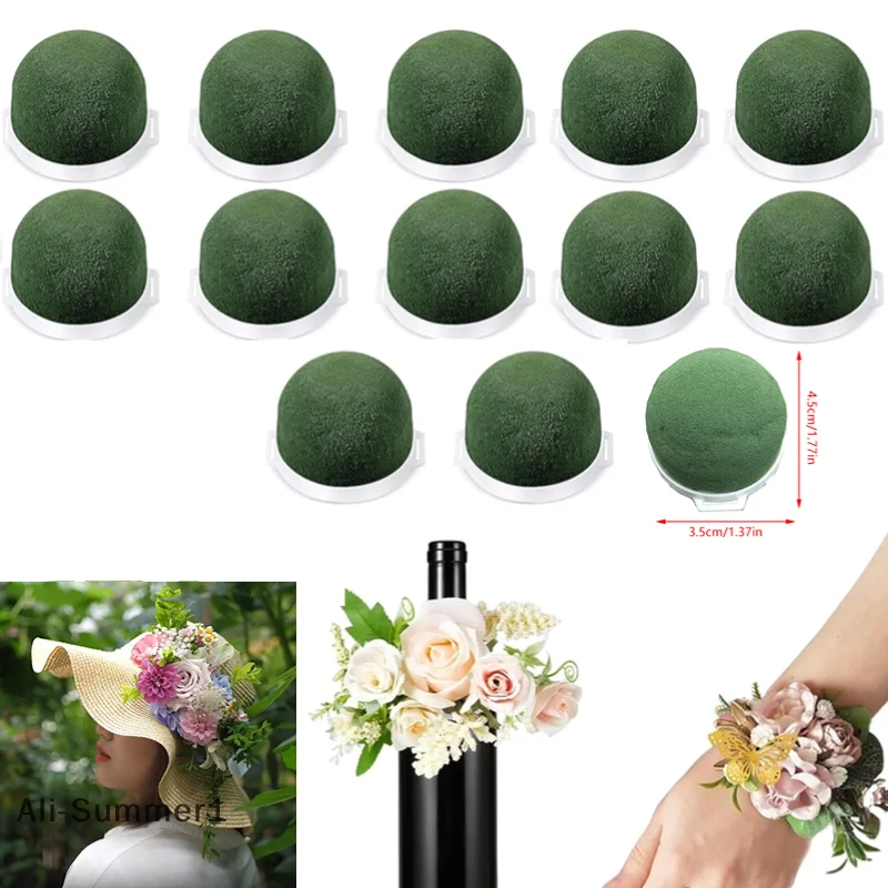 【E】 Mini soporte de espuma floral de 1/12 piezas, bloque de flores verde seco y húmedo para arreglo de botellas de vino, suministro floral para manualidades