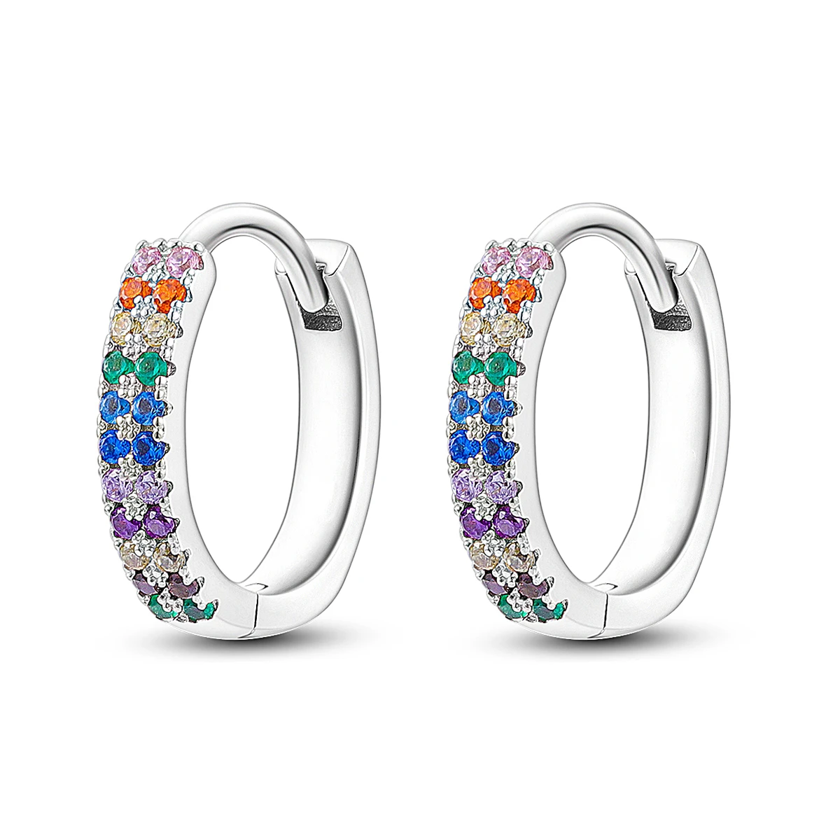 925 Sterling Silber Bunte CZ-Creolen für Damen und Mädchen, Glitzernde Mehrfarbige Hängeohrringe, Y2K Trendiger Schmuck Geschenk