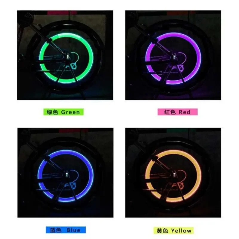 Luz LED de piezas para bicicleta, Faro de rueda Flash, tapa de válvula, 4 colores, para coche, motocicleta