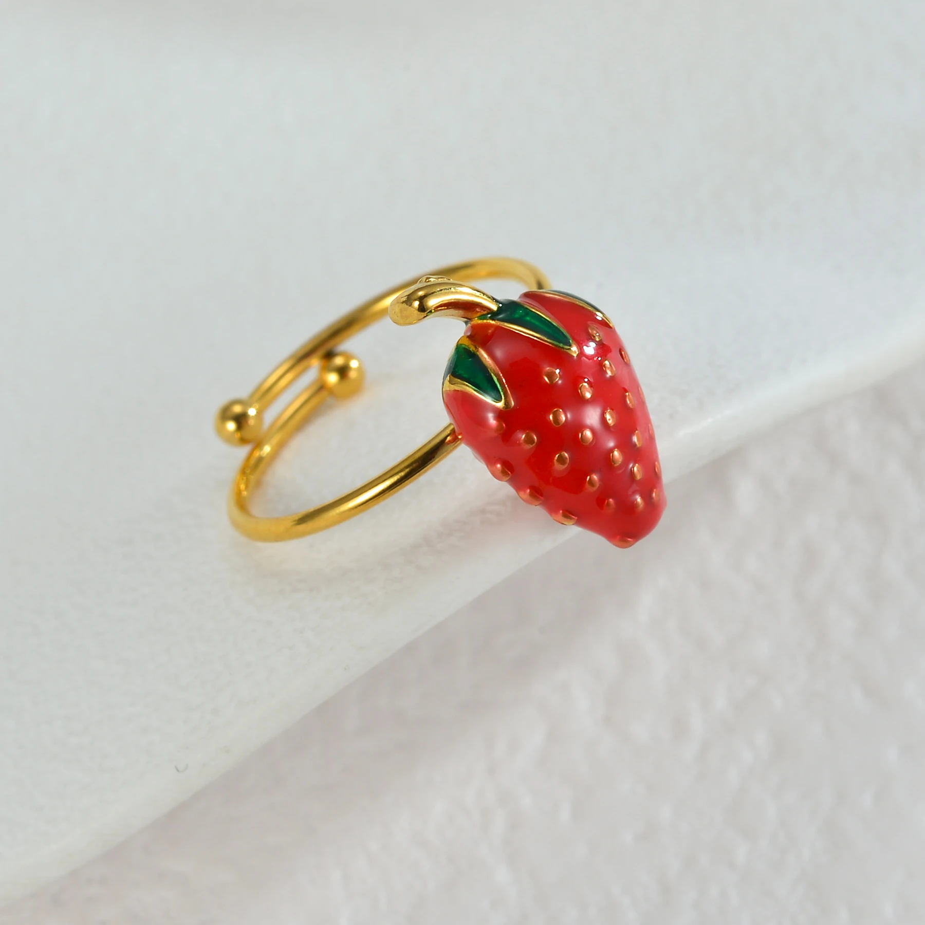 Nextvance Cute Stainless Steel Fruit Ring Strawberry Watermelon Cherry Mango Charms For Girl Women Fashion Party Jewelry Gifts