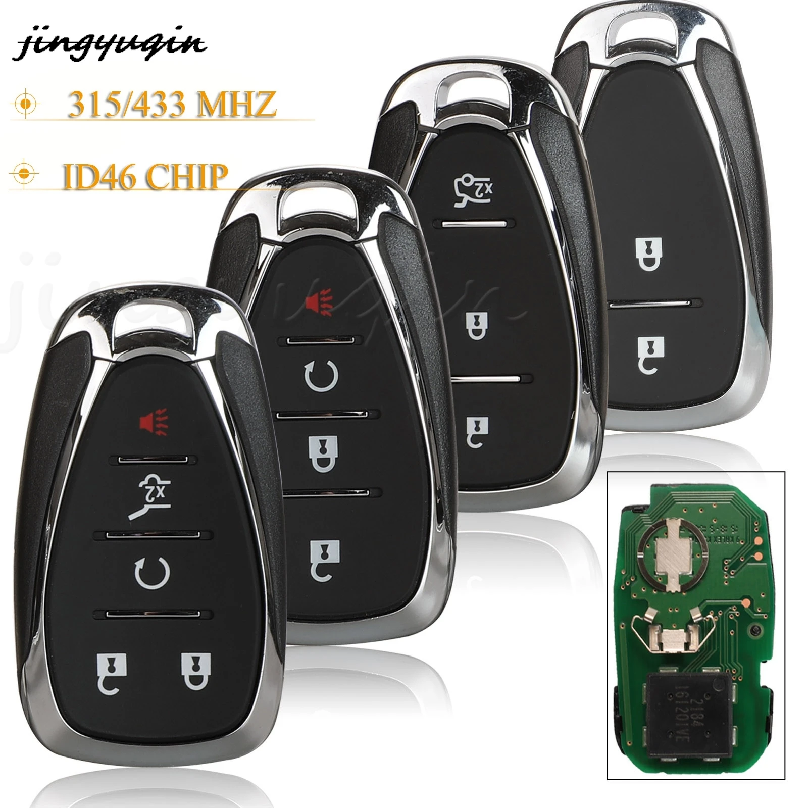 

jingyuqin 2/3/4/5 Buttons Car Remote Key ID46 HYQ4AA 315Mhz, HYQ4EA 433Mhz For Chevrolet Cruze Camaro Malibu Equinox Spark