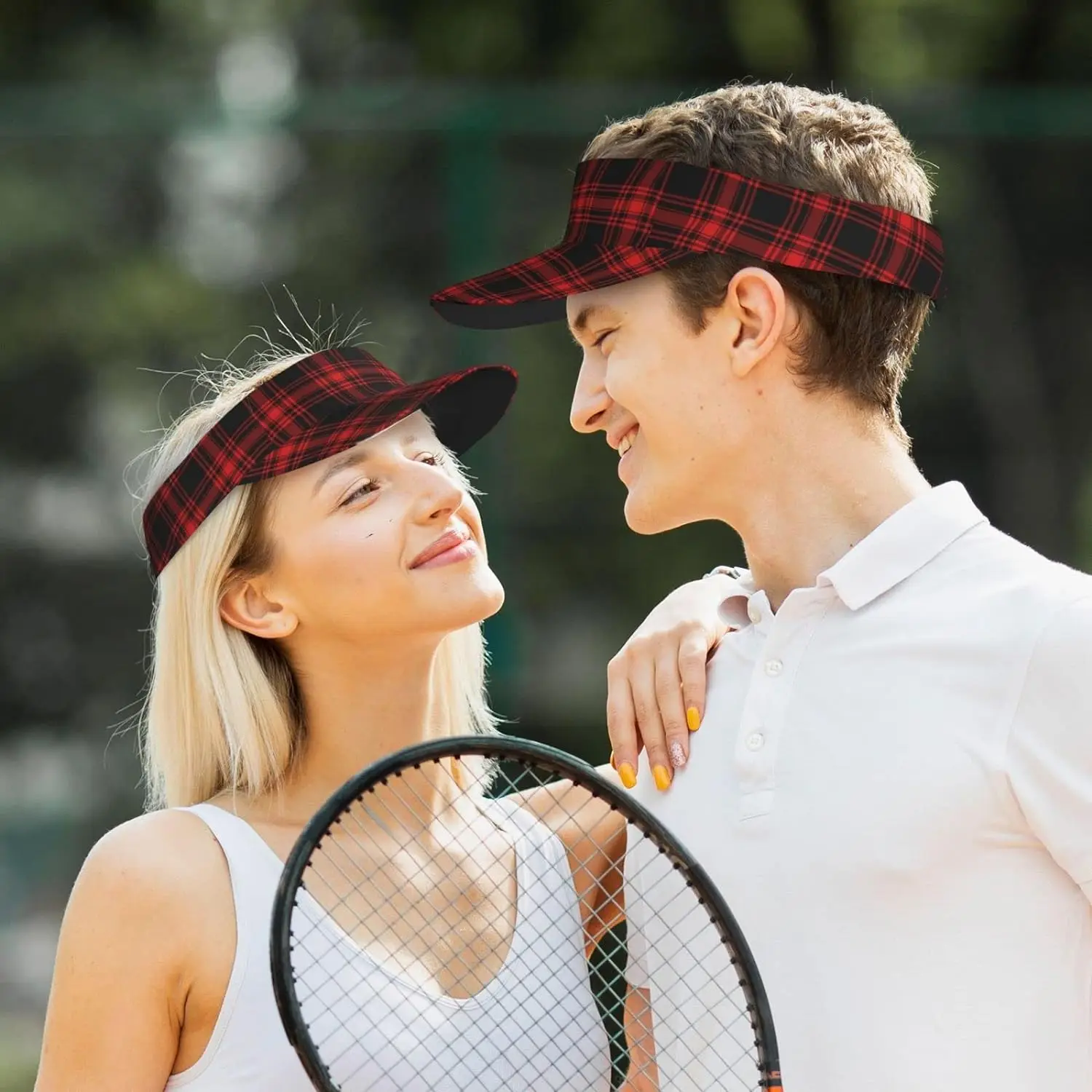 Christmas Red Black Tartan Check Scottish Pattern Sunscreen Visor Hats for Women & Men, Sport Empty Top Baseball Sun Cap,