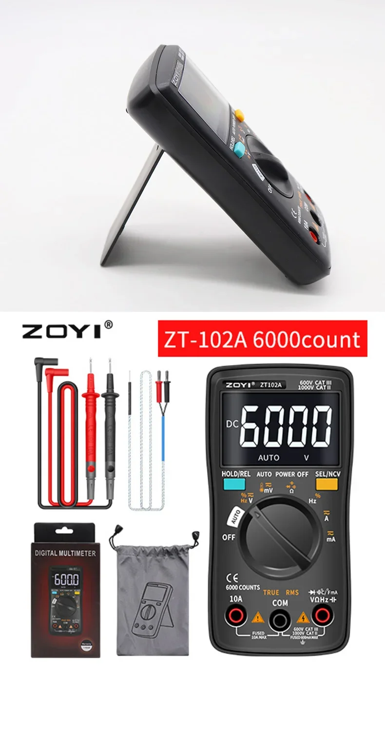 ZOYI Digitalmultimeter 6000 Count True Effective Value Multifunktions-Multimeter Voltmeter ZT-102A Serie Tragbarer Werkzeugtester – Detail 10