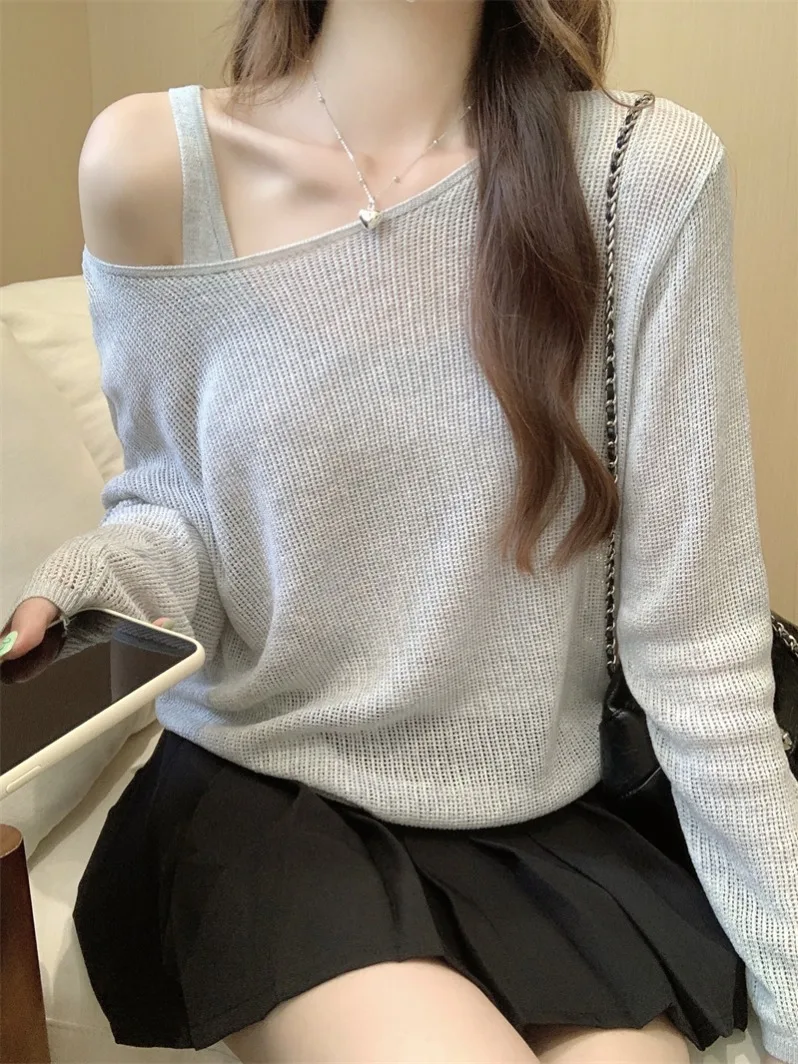 Pure Desire – ensemble deux pièces tricoté en soie glacée pour femmes, Cover-Up Long, vêtements intérieurs légers, débardeur, été