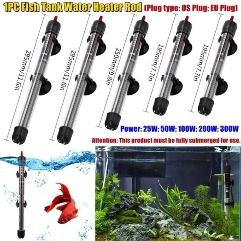 US / EU Plug Adjustable Temperature Thermostat Heater Rod Aquarium Fish Tank Water Heating Rod