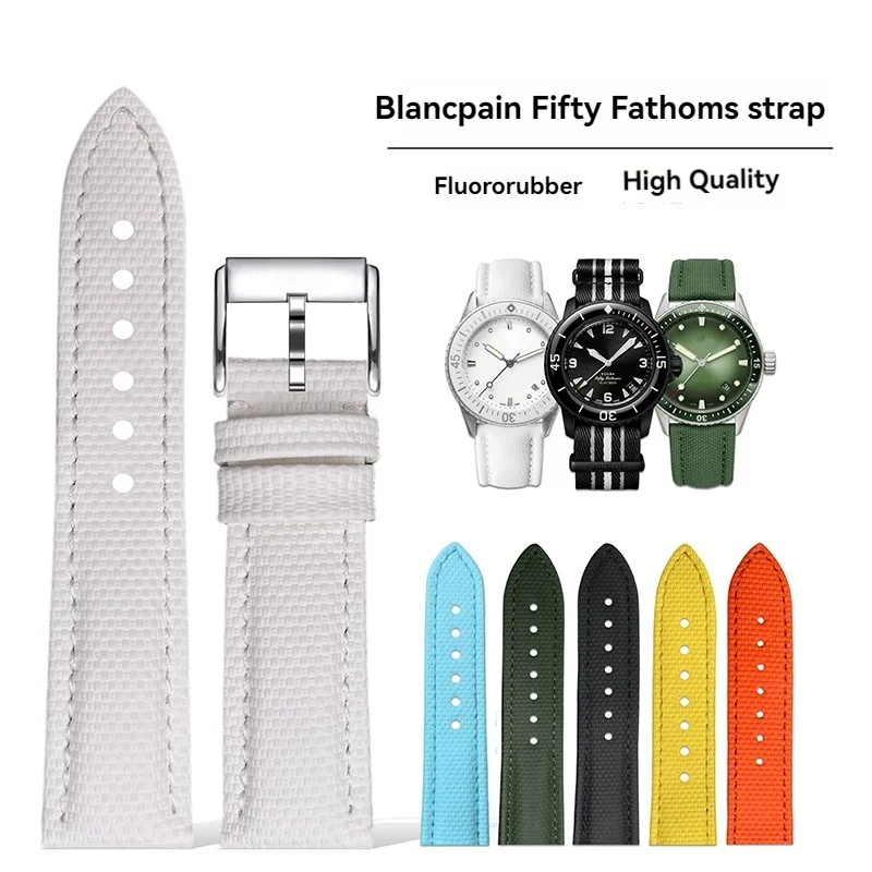 For Blancpain Fifty Fathoms‌ Strap Customized FKM Rubber Bracelet Fluororubber Wristband Swatch Belt Waterproof Watchband 20mm