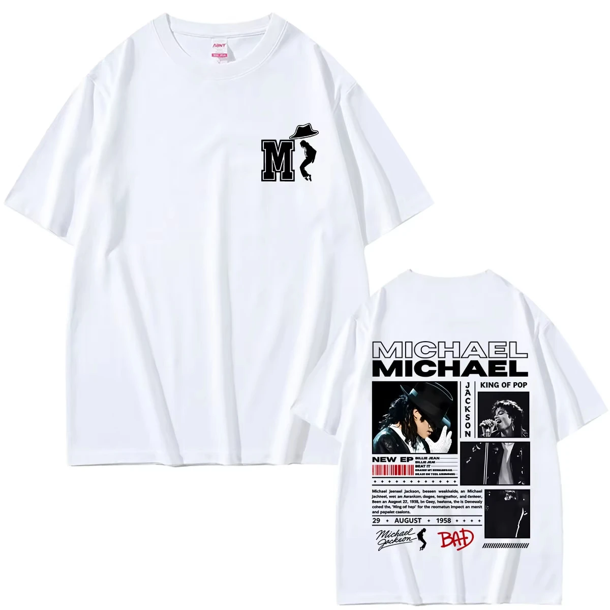 Unisex Oversized Hip Hop Punk Gothic Rock T-Shirt with Classic Retro King of Pop Michael Jackson Print Men and Women T-shirt