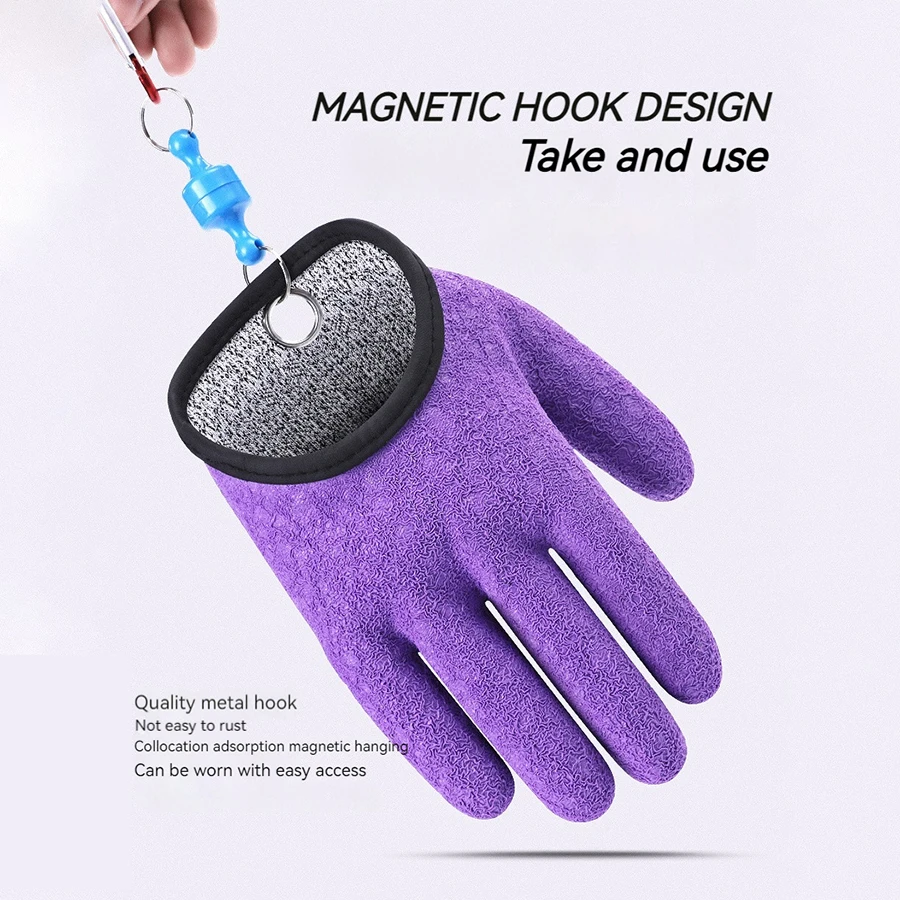 Fishing Gloves Catch Fish Anti-slip Durabl Knit Full Finger Waterproof Work Cutproof Glove Clasp Left Right Apparel Protect Hand