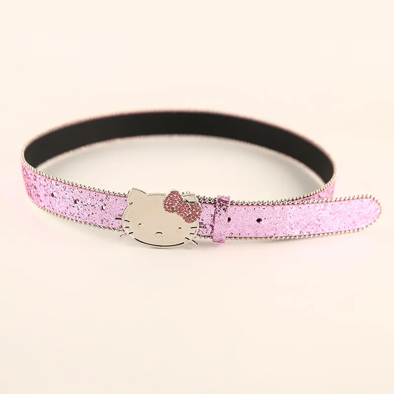 

Fashion Designer Y2k Belt Pink Cat Metal Buckle Belts for Women Men Pu Leather Waistband Jeans Pants Decorative Belt Accessories